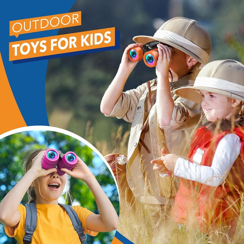 LET'SGO 3-8 Year Old Boy Girl Toys: LET'S GO! Shockproof Binoculars for Kids Bird Watching 3 4 5 6 7 Year Old Boys Girls Outdoor Travel Toy for Kid Ages 4-7 Toddler Toy Binoculars Christmas Stocking Stuffers - Image 3